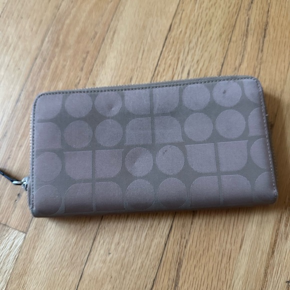 Vintage kate spade Logo tan colored Nylon Zip Around Wallet - Picture 1 of 6